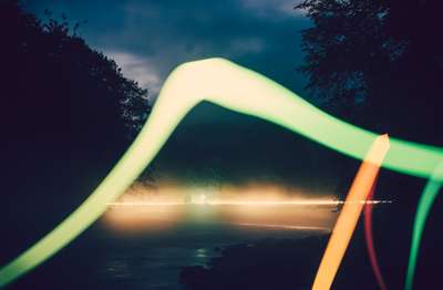 Light Painting In Fog by Erik